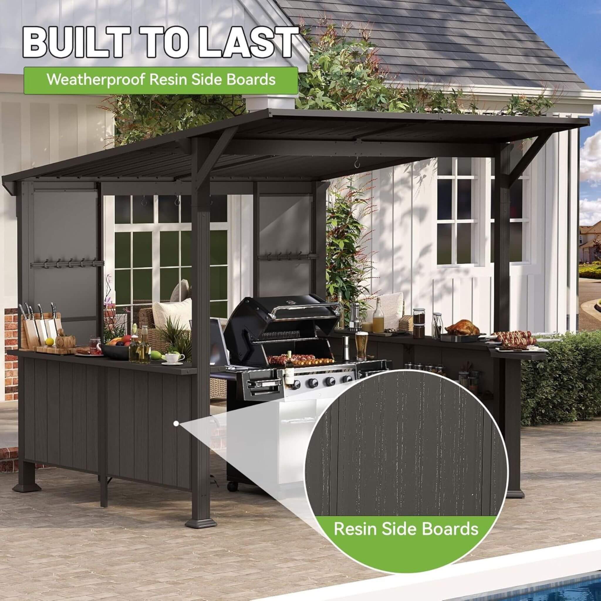 Alora Premium Outdoor Hardtop Grill Gazebo With Shelves