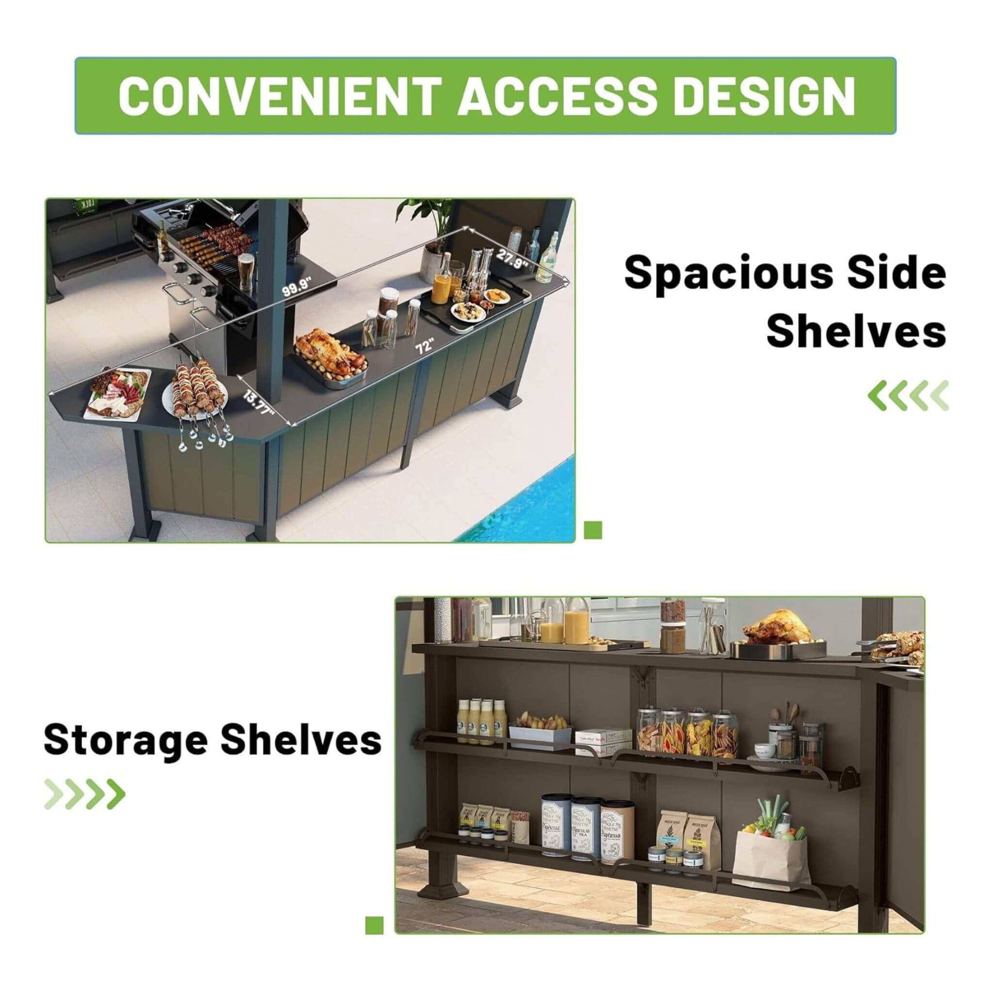 Alora Premium Outdoor Hardtop Grill Gazebo With Shelves