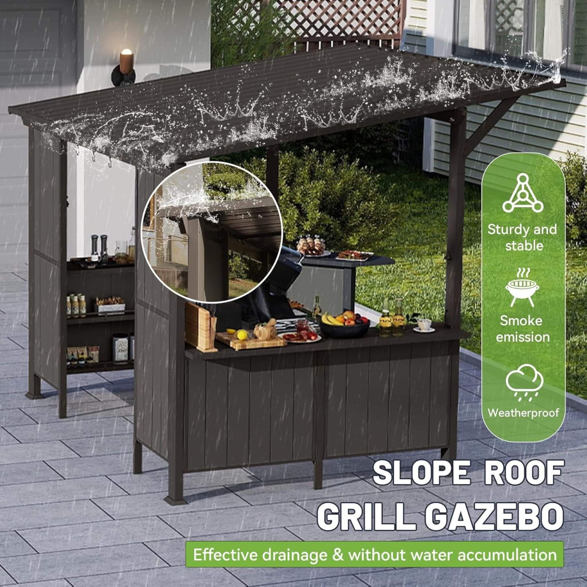 Alora Premium Outdoor Hardtop Grill Gazebo With Shelves
