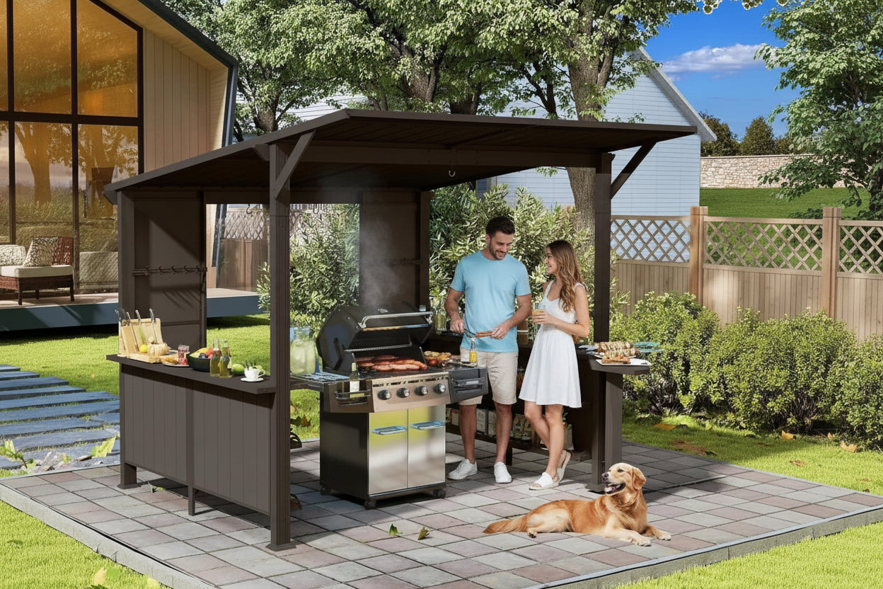 Alora Premium Outdoor Hardtop Grill Gazebo With Shelves