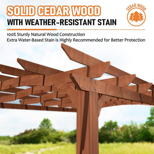 Alora Luxury Outdoor All-Season Backyard Cedar Wood Gazebo Pergola With Arched Roof And Stakes For Patios