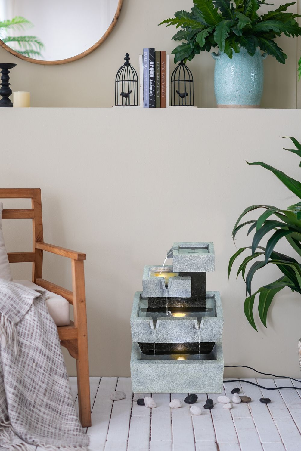 4 Tier Block Fountain With Light for Indoor and Outdoor