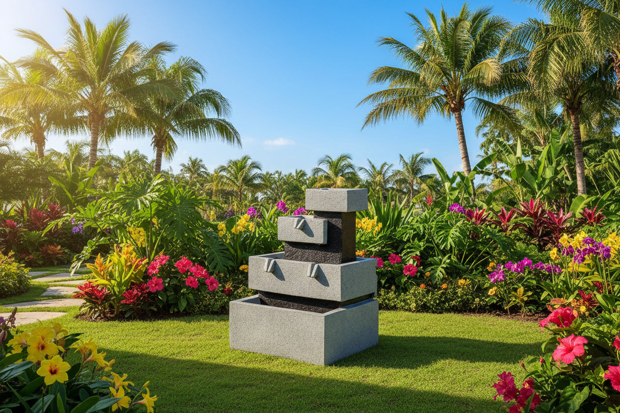 4 Tier Block Fountain With Light for Indoor and Outdoor