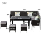 Alora 7-Piece Modern Outdoor Patio Furniture Set With Waterproof Cushions & Glass Table