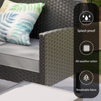 Alora 7-Piece Modern Outdoor Patio Furniture Set With Waterproof Cushions & Glass Table