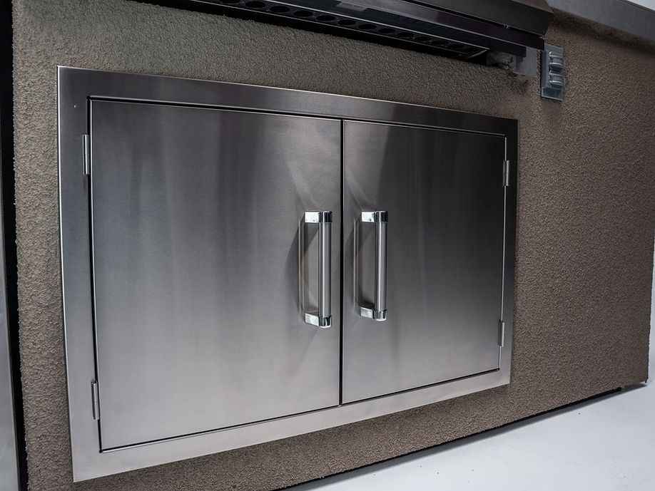 KoKoMo 7' Outdoor Kitchen Island with Grill – Built-In 32” Grill + Fridge