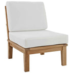 Modway Marina Outdoor Teak Patio Set with White Cushions – 10-Piece Collection by Patio Elegance