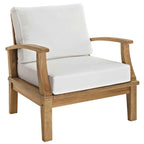 Modway Marina Outdoor Teak Patio Set with White Cushions – 10-Piece Collection by Patio Elegance