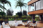 Modway Marina Outdoor Teak Patio Set with White Cushions – 10-Piece Collection by Patio Elegance