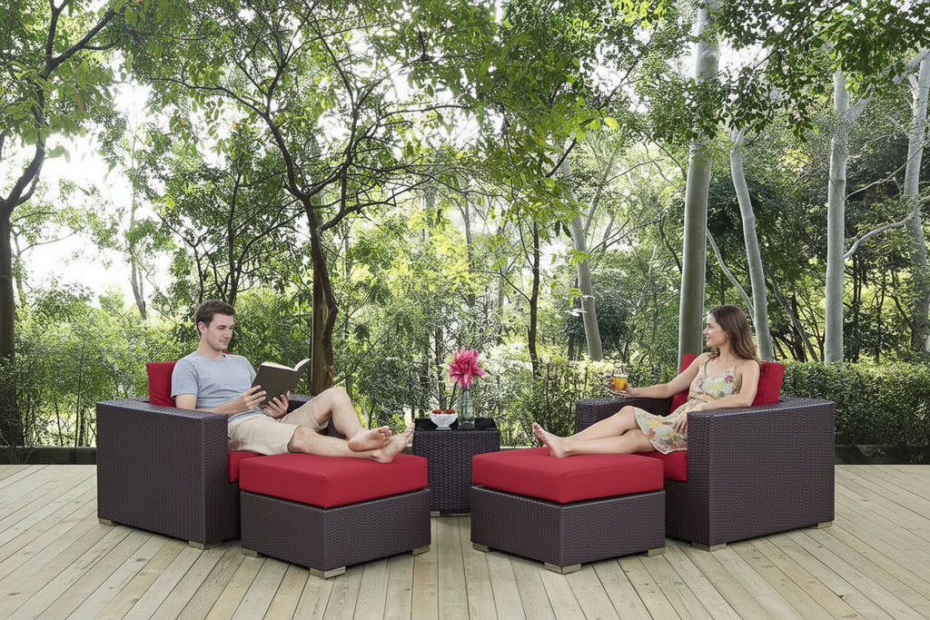 Modway Convene Outdoor Sectional Set - 5-Piece Patio Furniture for Ultimate Comfort