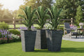 Set of 3 - Grey Faux Rattan Plastic Tall Large Flower Pots