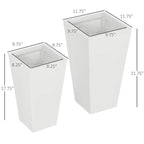 Set of 2 Modern Lightweight Outdoor Patio Flower Pot Planter Box in White