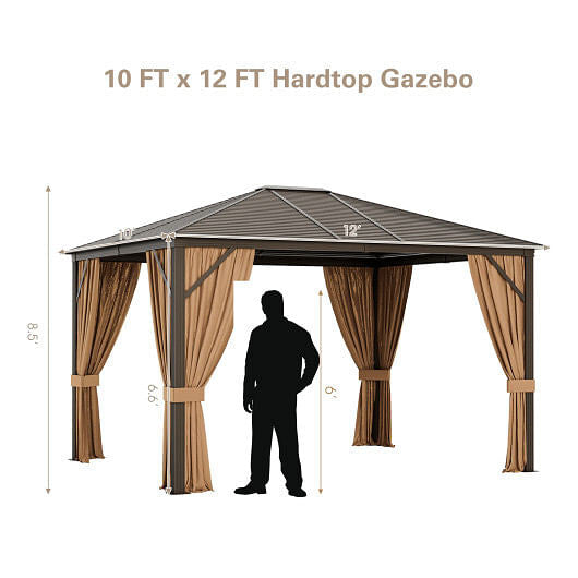 Hardtop Gazebo with Galvanized Steel Top and Netting