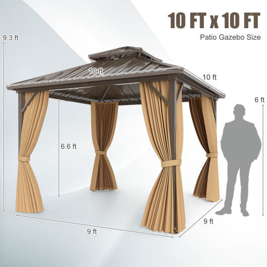 Feet Hardtop Gazebo with Netting and Curtain for Patio Backyard