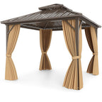 Feet Hardtop Gazebo with Netting and Curtain for Patio Backyard
