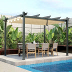 Modern Outdoor Sturdy Pergola Gazebo with Retractable Beige Canopy