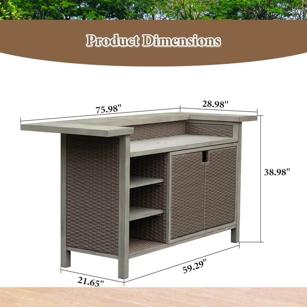 Alora Premium All-Weather Spacious Outdoor Patio Bar Table With Aluminum Frame