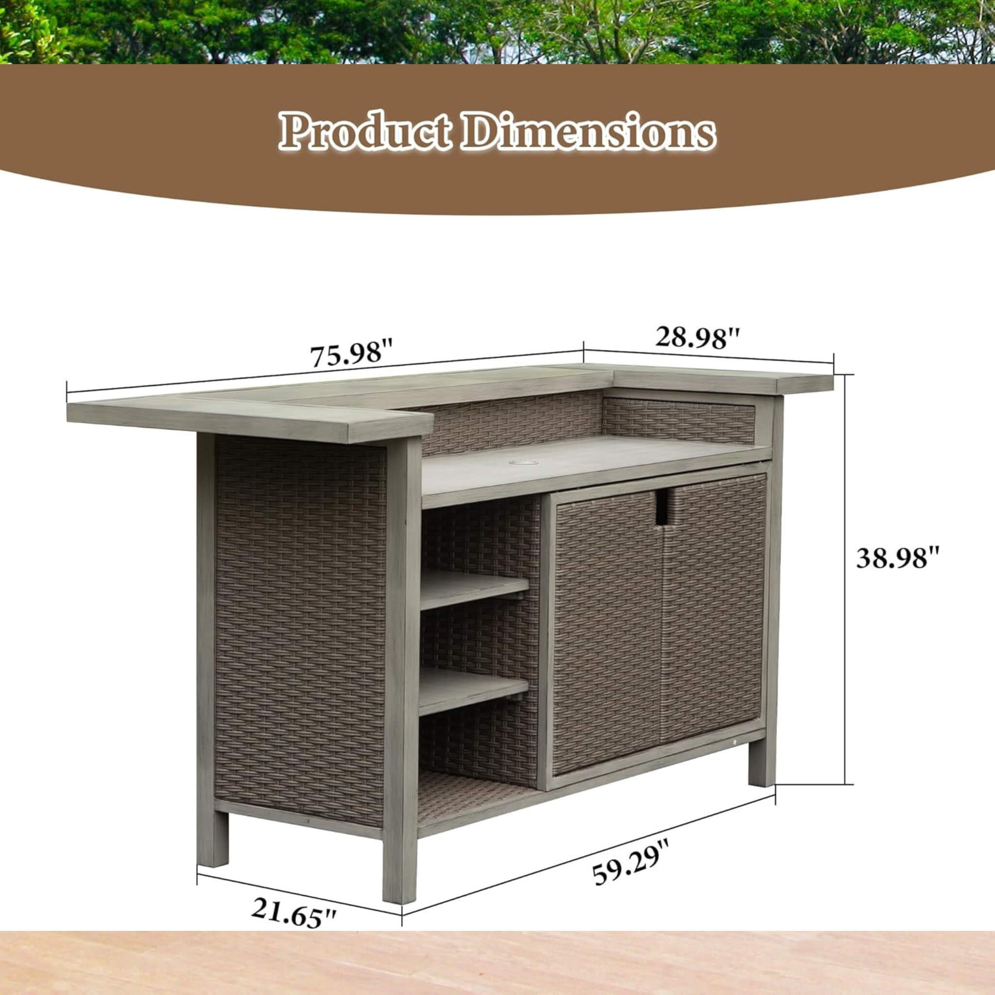 Alora Premium All-Weather Spacious Outdoor Patio Bar Table With Aluminum Frame