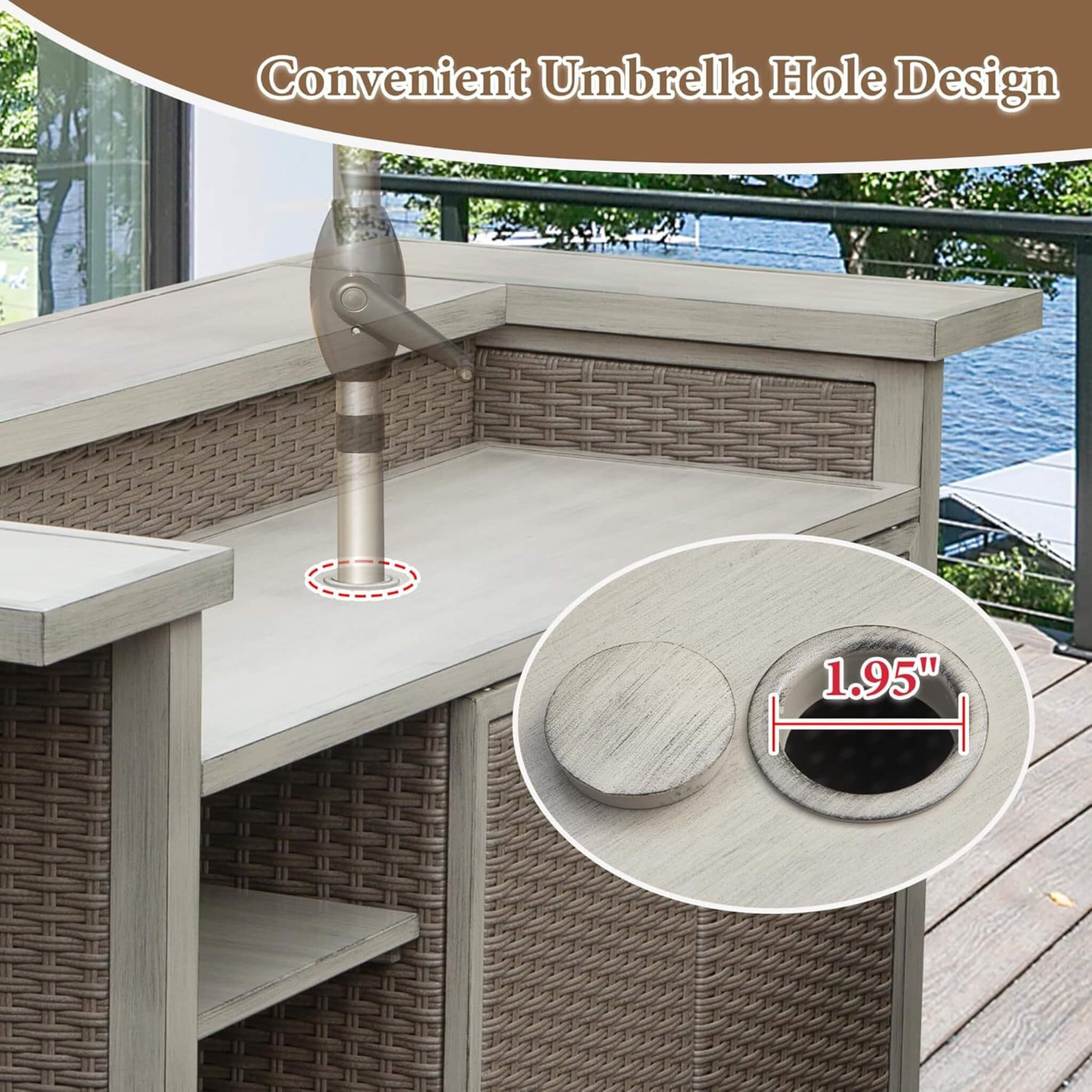 Alora Premium All-Weather Spacious Outdoor Patio Bar Table With Aluminum Frame