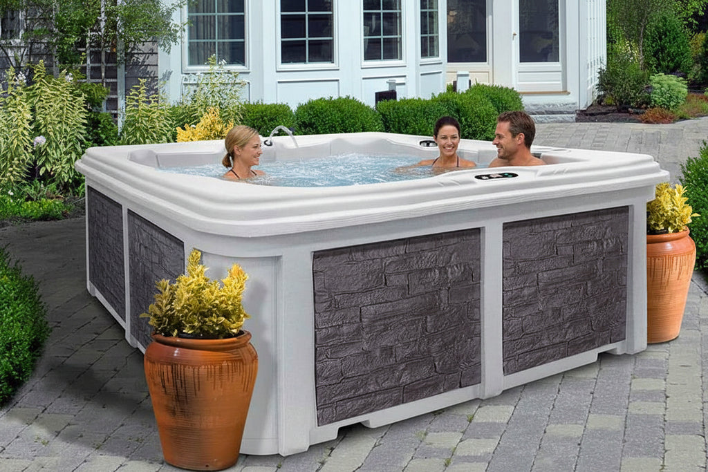 Arcadia Luxury Hot Tub – 7-Person Spa with Dual Captain’s Chairs & Open Footwell, 8' Design