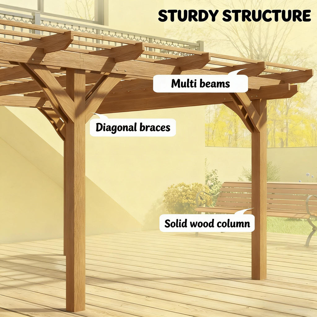 Premium Outdoor Wooden Grape Trellis Pergola