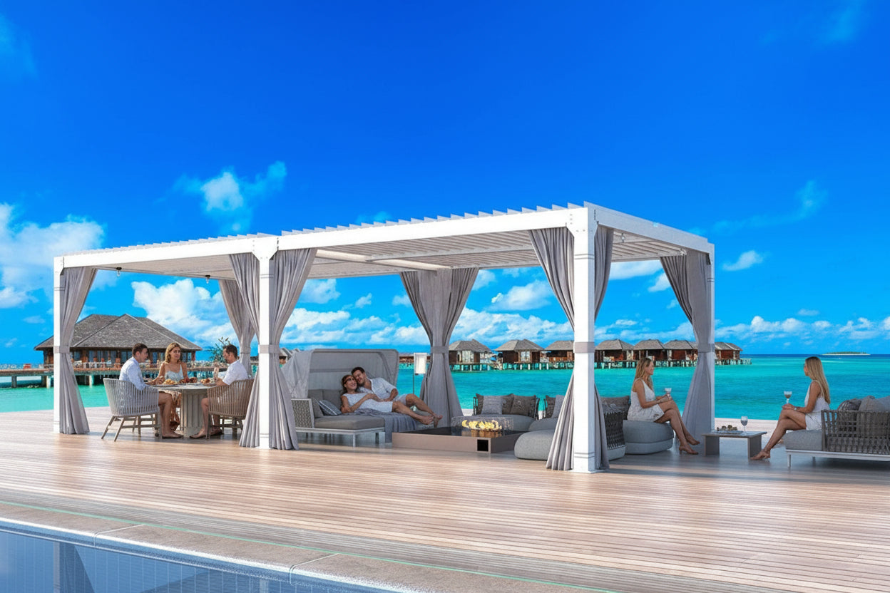 Alora Outdoor Hardtop Louvered Pergola With Adjustable Aluminum Rainproof Roof