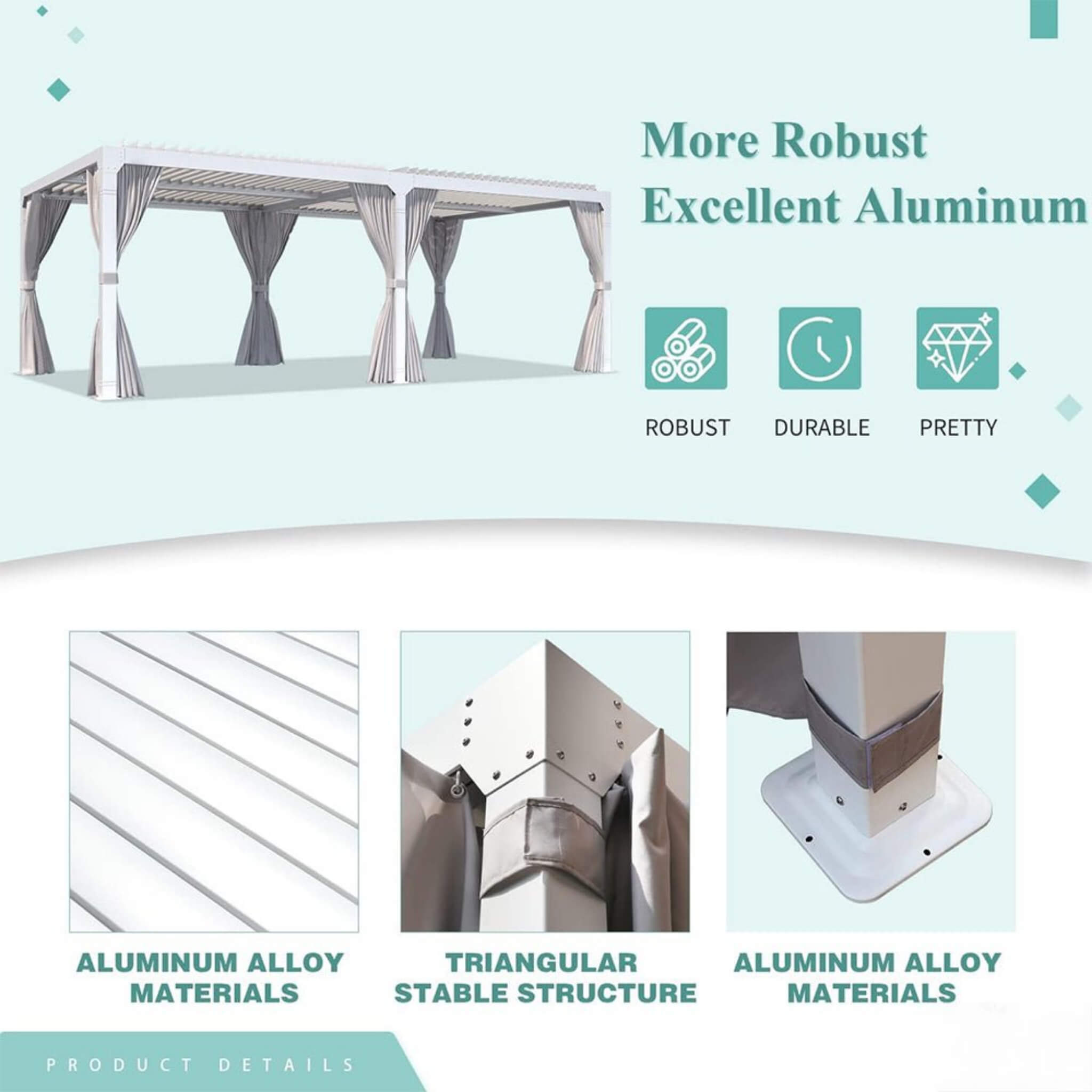 Alora Outdoor Hardtop Louvered Pergola With Adjustable Aluminum Rainproof Roof